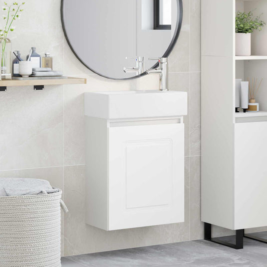 vidaXL Bathroom Vanity Unit with Tap White 45.5 x 22.5 x 84 cm