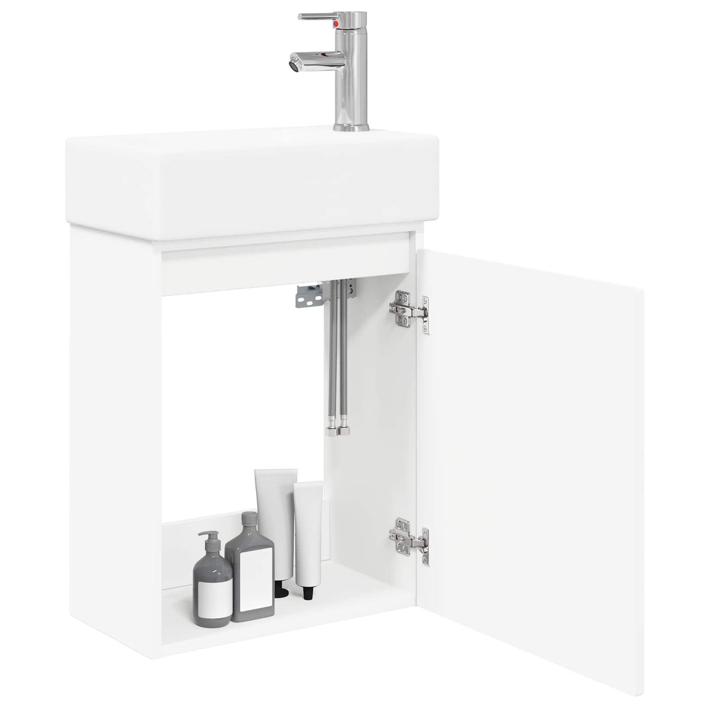vidaXL Bathroom Vanity Unit with Tap White 45.5 x 22.5 x 84 cm