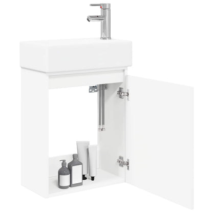 vidaXL Bathroom Vanity Unit with Tap White 45.5 x 22.5 x 84 cm