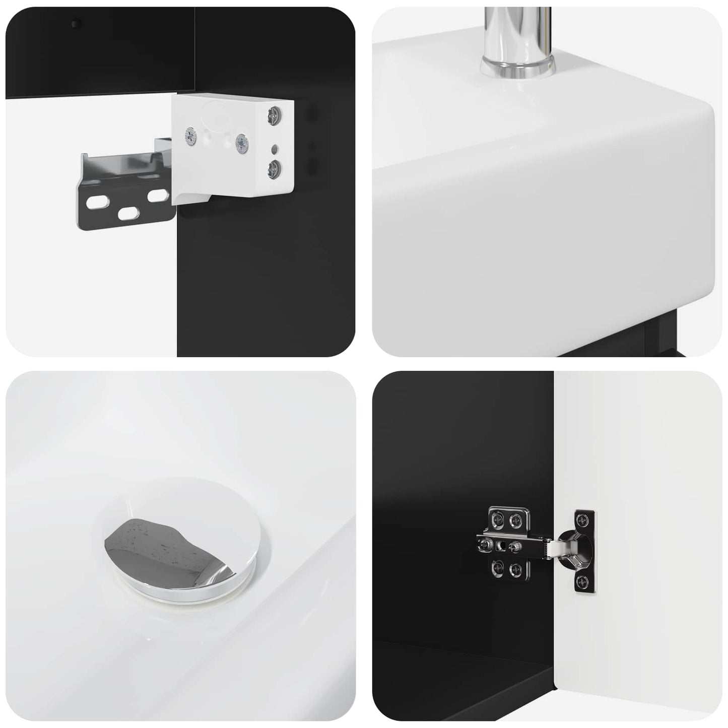vidaXL Bathroom Vanity Unit with Tap Black 45.5 x 22.5 x 84 cm