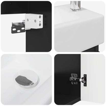 vidaXL Bathroom Vanity Unit with Tap Black 45.5 x 22.5 x 84 cm