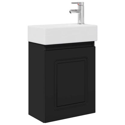 vidaXL Bathroom Vanity Unit with Tap Black 45.5 x 22.5 x 84 cm