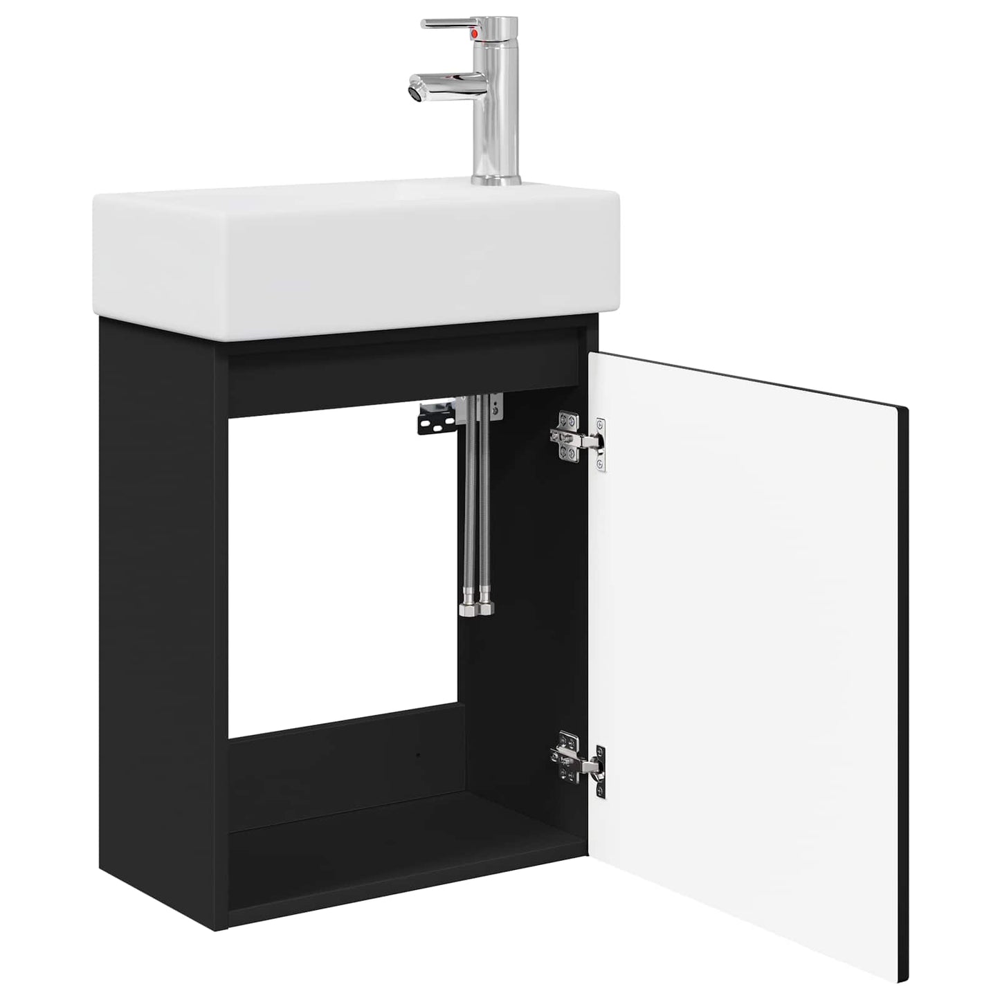 vidaXL Bathroom Vanity Unit with Tap Black 45.5 x 22.5 x 84 cm