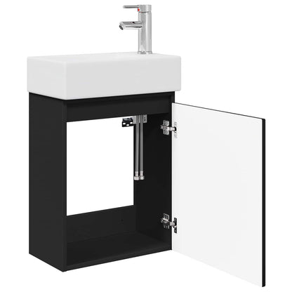 vidaXL Bathroom Vanity Unit with Tap Black 45.5 x 22.5 x 84 cm