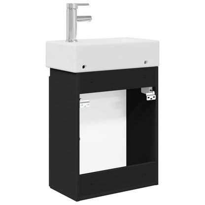 vidaXL Bathroom Vanity Unit with Tap Black 45.5 x 22.5 x 84 cm