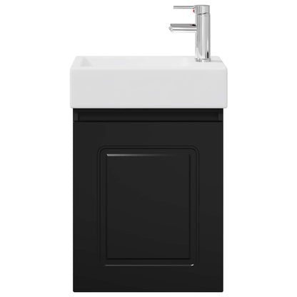vidaXL Bathroom Vanity Unit with Tap Black 45.5 x 22.5 x 84 cm