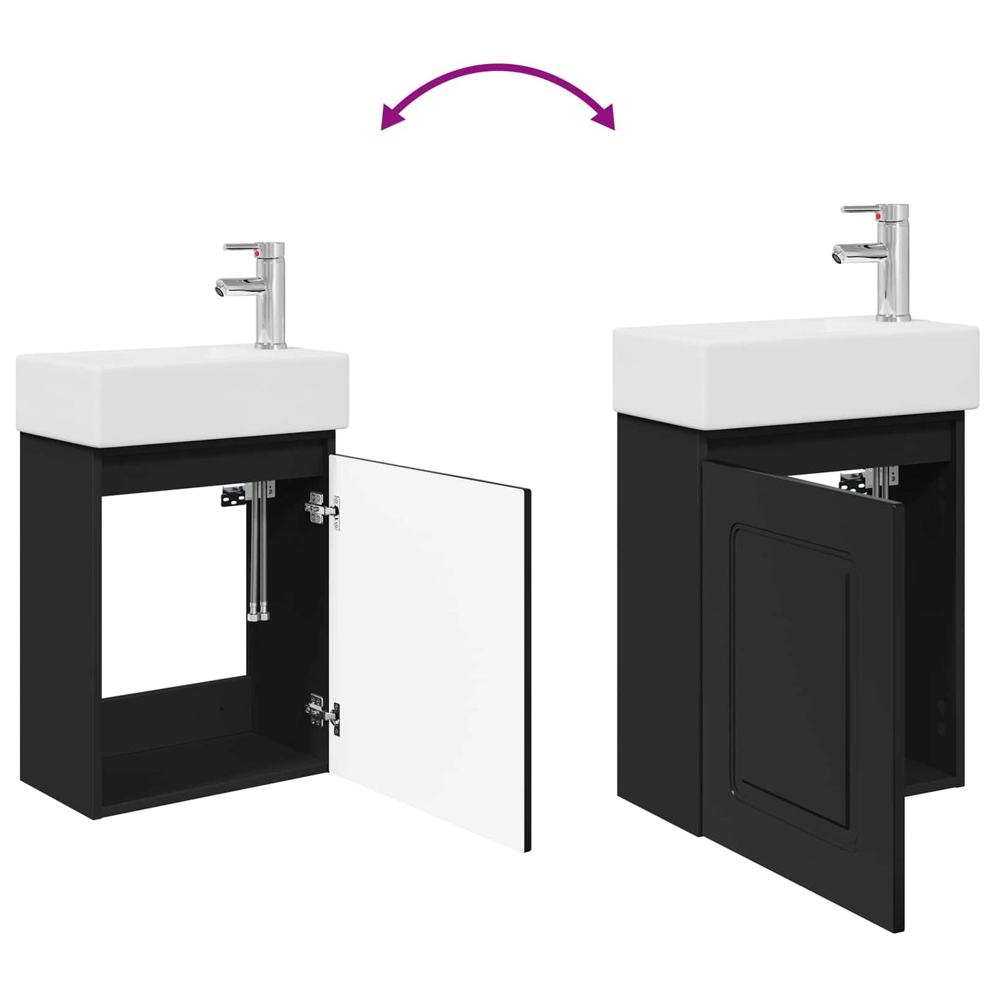 vidaXL Bathroom Vanity Unit with Tap Black 45.5 x 22.5 x 84 cm