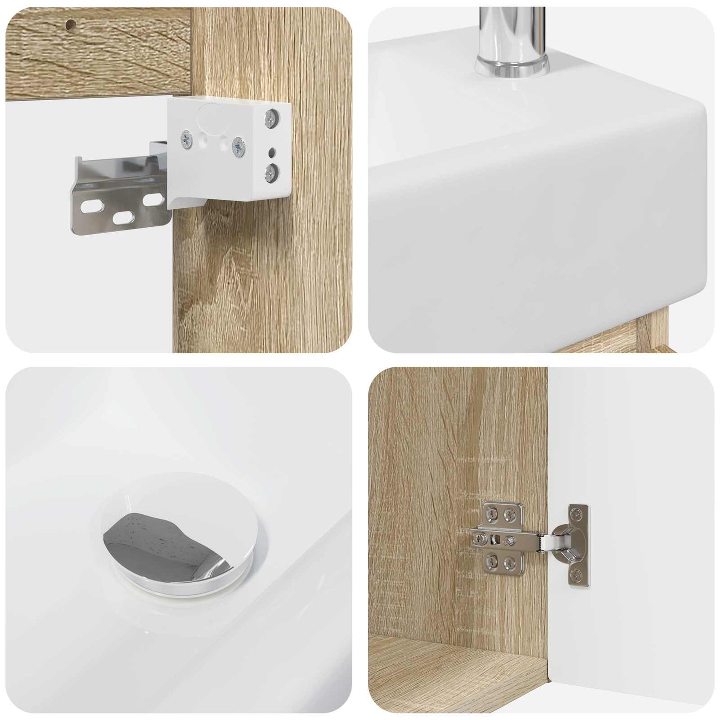 vidaXL Bathroom Vanity Unit with Tap Sonoma Oak 45.5 x 22.5 x 84 cm