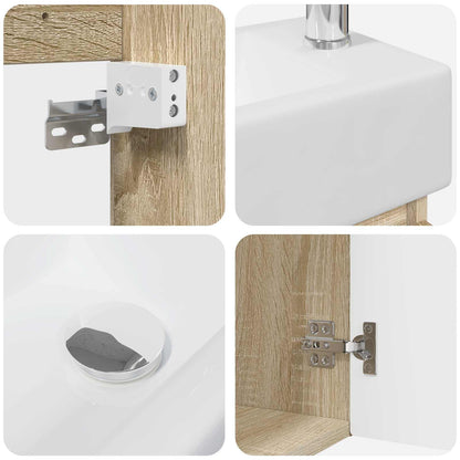 vidaXL Bathroom Vanity Unit with Tap Sonoma Oak 45.5 x 22.5 x 84 cm
