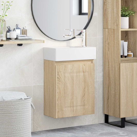 vidaXL Bathroom Vanity Unit with Tap Sonoma Oak 45.5 x 22.5 x 84 cm