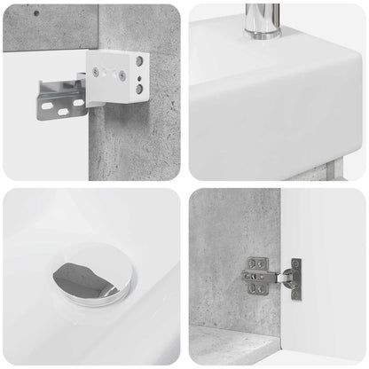 vidaXL Bathroom Vanity Unit with Tap Concrete Grey 45.5 x 22.5 x 84 cm