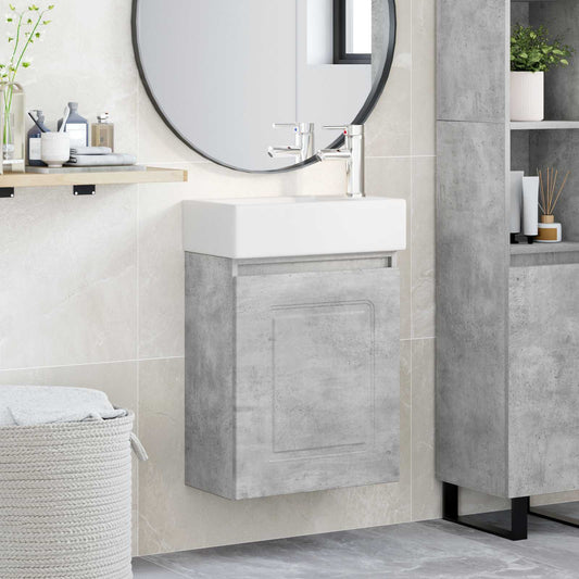 vidaXL Bathroom Vanity Unit with Tap Concrete Grey 45.5 x 22.5 x 84 cm