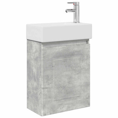 vidaXL Bathroom Vanity Unit with Tap Concrete Grey 45.5 x 22.5 x 84 cm