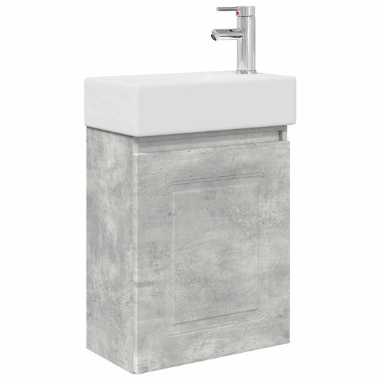 vidaXL Bathroom Vanity Unit with Tap Concrete Grey 45.5 x 22.5 x 84 cm