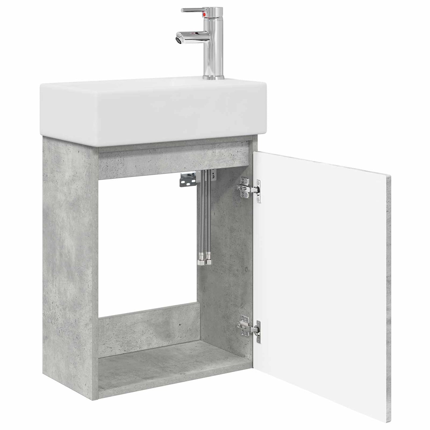vidaXL Bathroom Vanity Unit with Tap Concrete Grey 45.5 x 22.5 x 84 cm