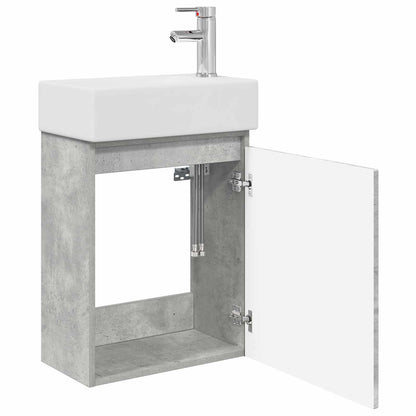 vidaXL Bathroom Vanity Unit with Tap Concrete Grey 45.5 x 22.5 x 84 cm