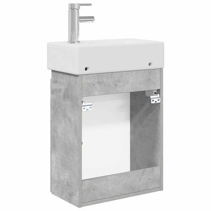 vidaXL Bathroom Vanity Unit with Tap Concrete Grey 45.5 x 22.5 x 84 cm