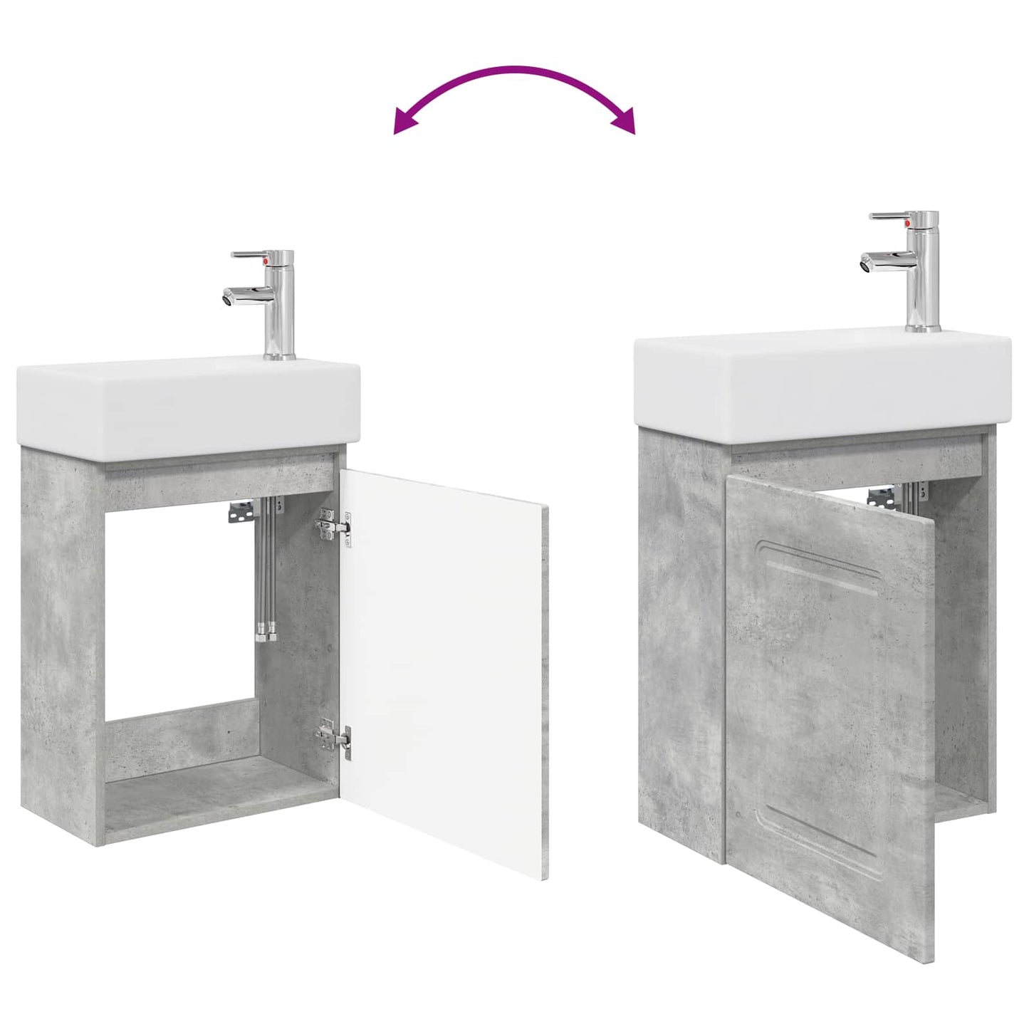 vidaXL Bathroom Vanity Unit with Tap Concrete Grey 45.5 x 22.5 x 84 cm