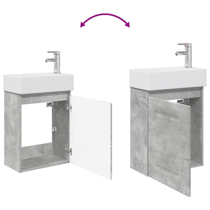 vidaXL Bathroom Vanity Unit with Tap Concrete Grey 45.5 x 22.5 x 84 cm