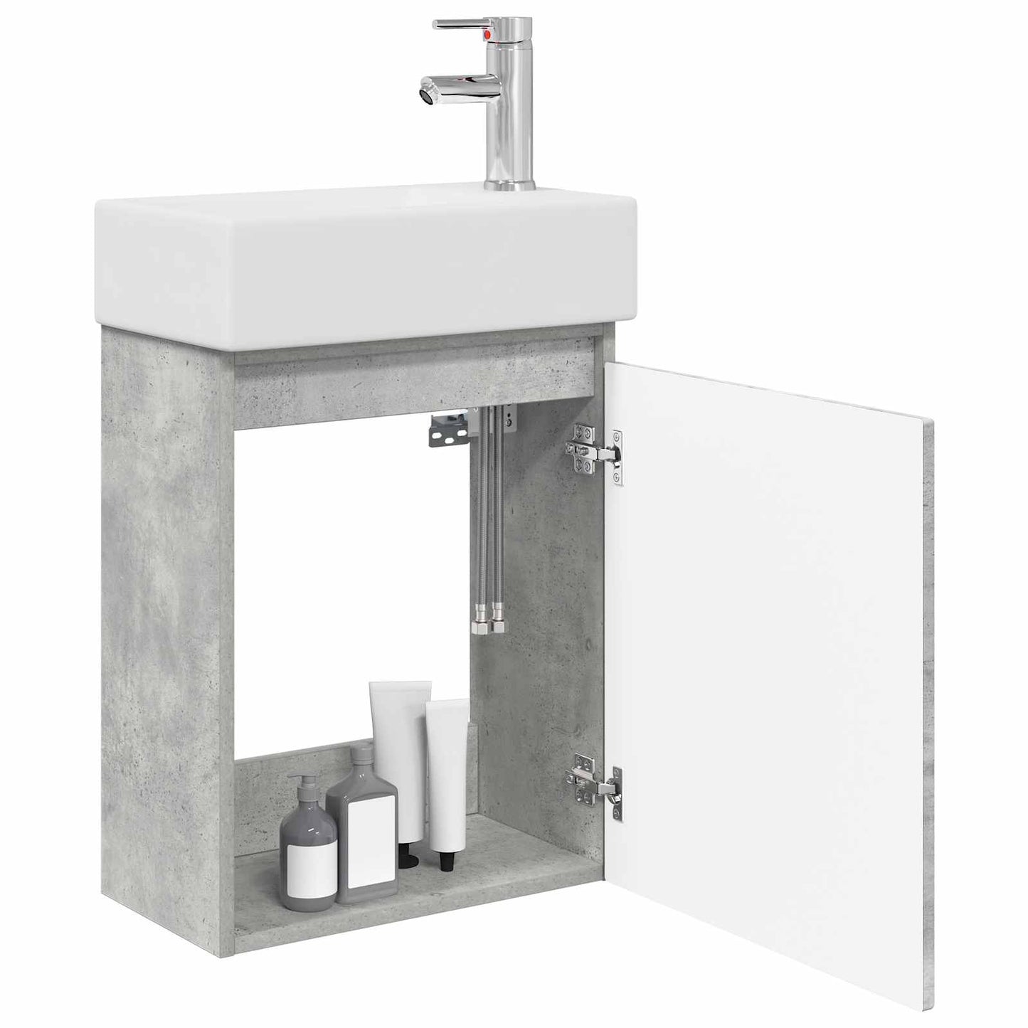 vidaXL Bathroom Vanity Unit with Tap Concrete Grey 45.5 x 22.5 x 84 cm