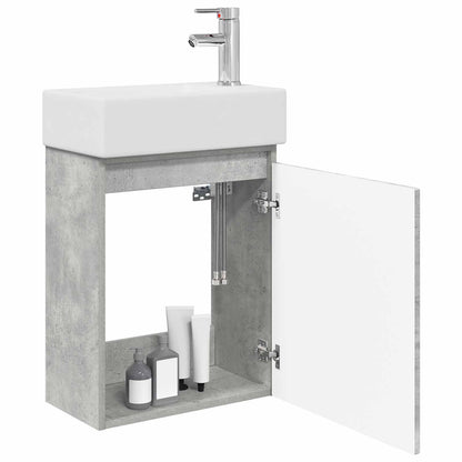 vidaXL Bathroom Vanity Unit with Tap Concrete Grey 45.5 x 22.5 x 84 cm