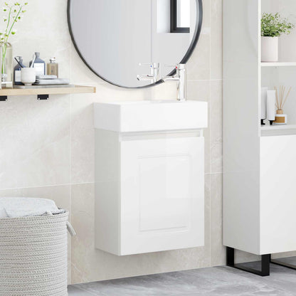 vidaXL Bathroom Vanity Unit with Tap High Gloss White