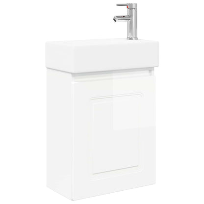 vidaXL Bathroom Vanity Unit with Tap High Gloss White