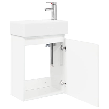 vidaXL Bathroom Vanity Unit with Tap High Gloss White