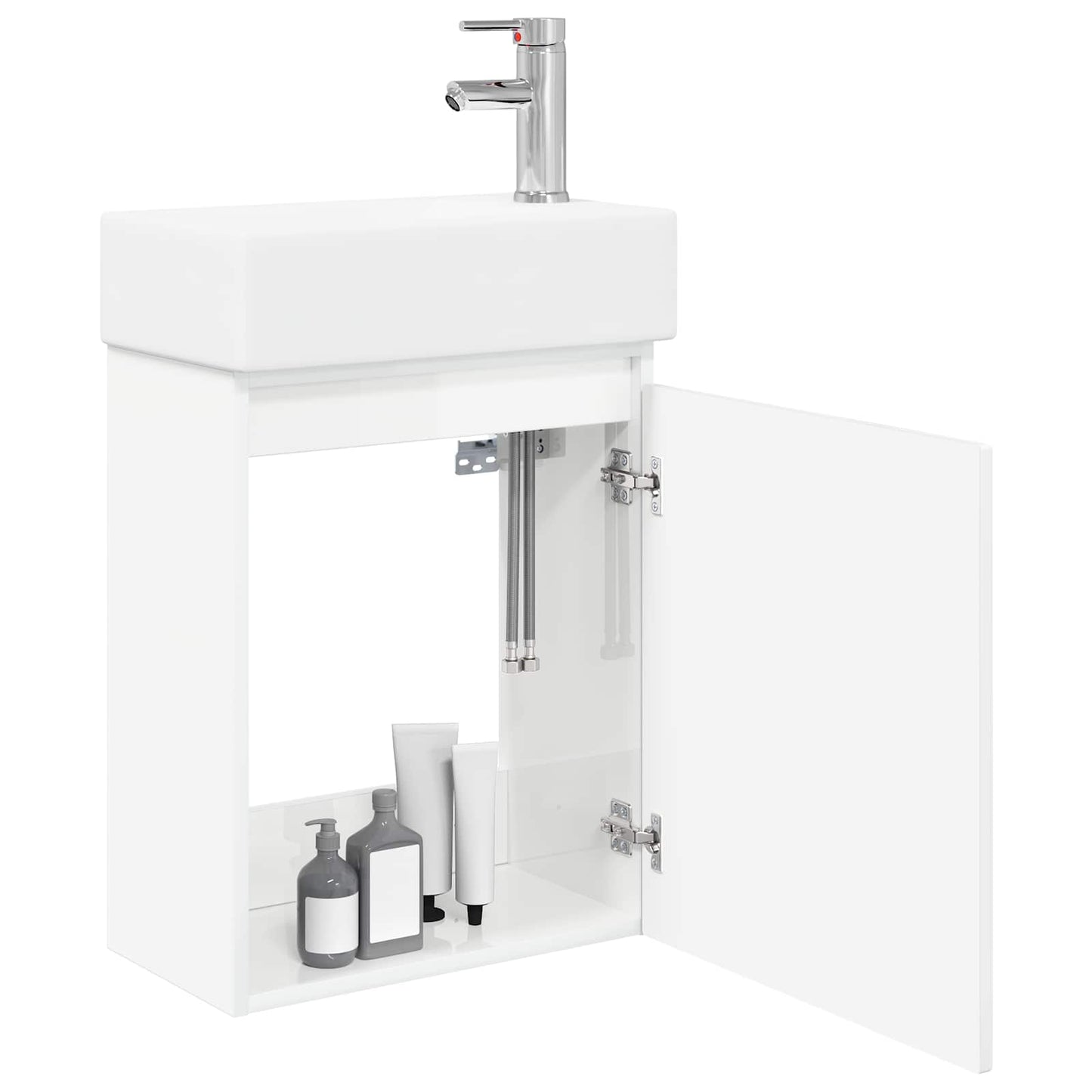 vidaXL Bathroom Vanity Unit with Tap High Gloss White