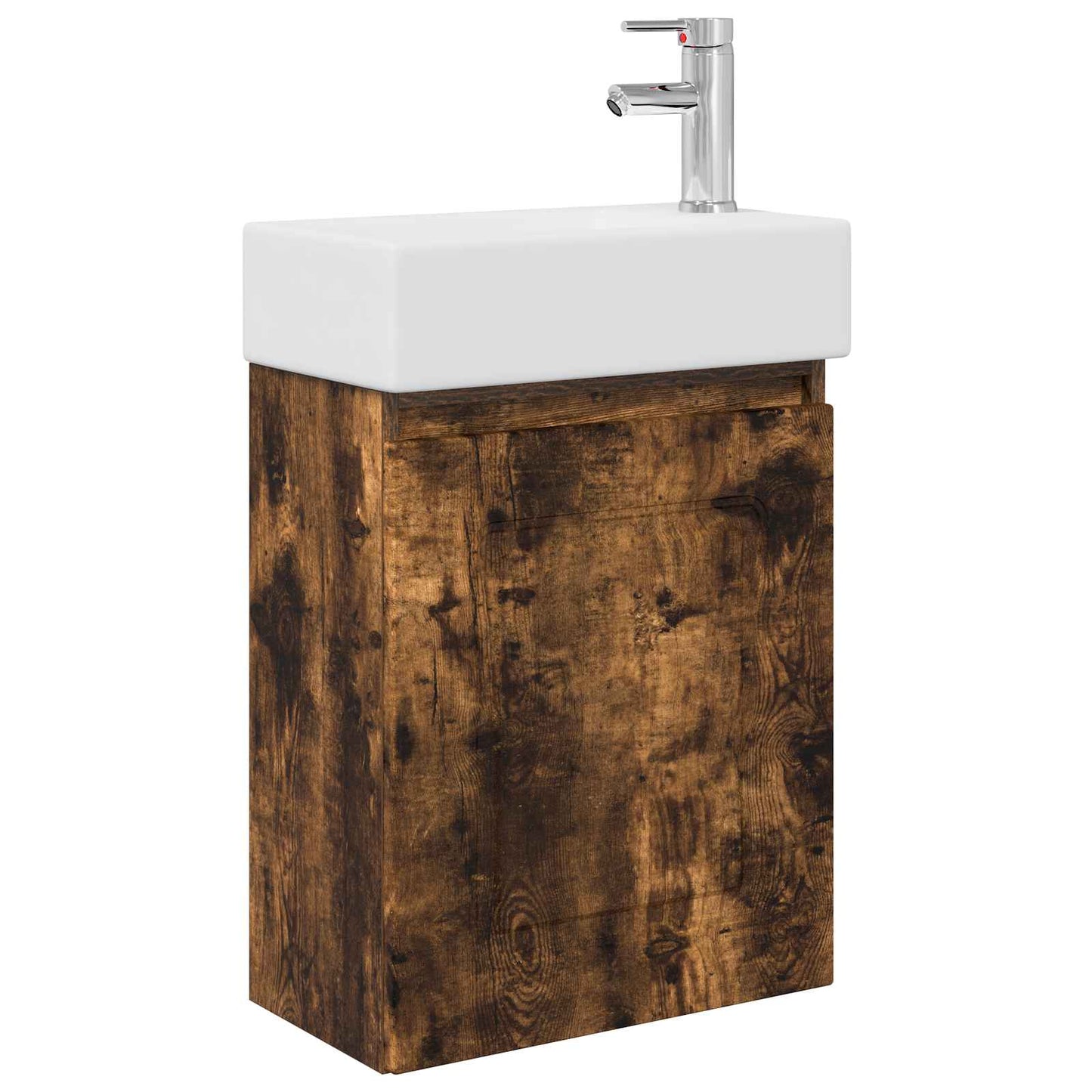 vidaXL Bathroom Vanity Unit with Tap Smoked Oak 45.5 x 22.5 x 84 cm