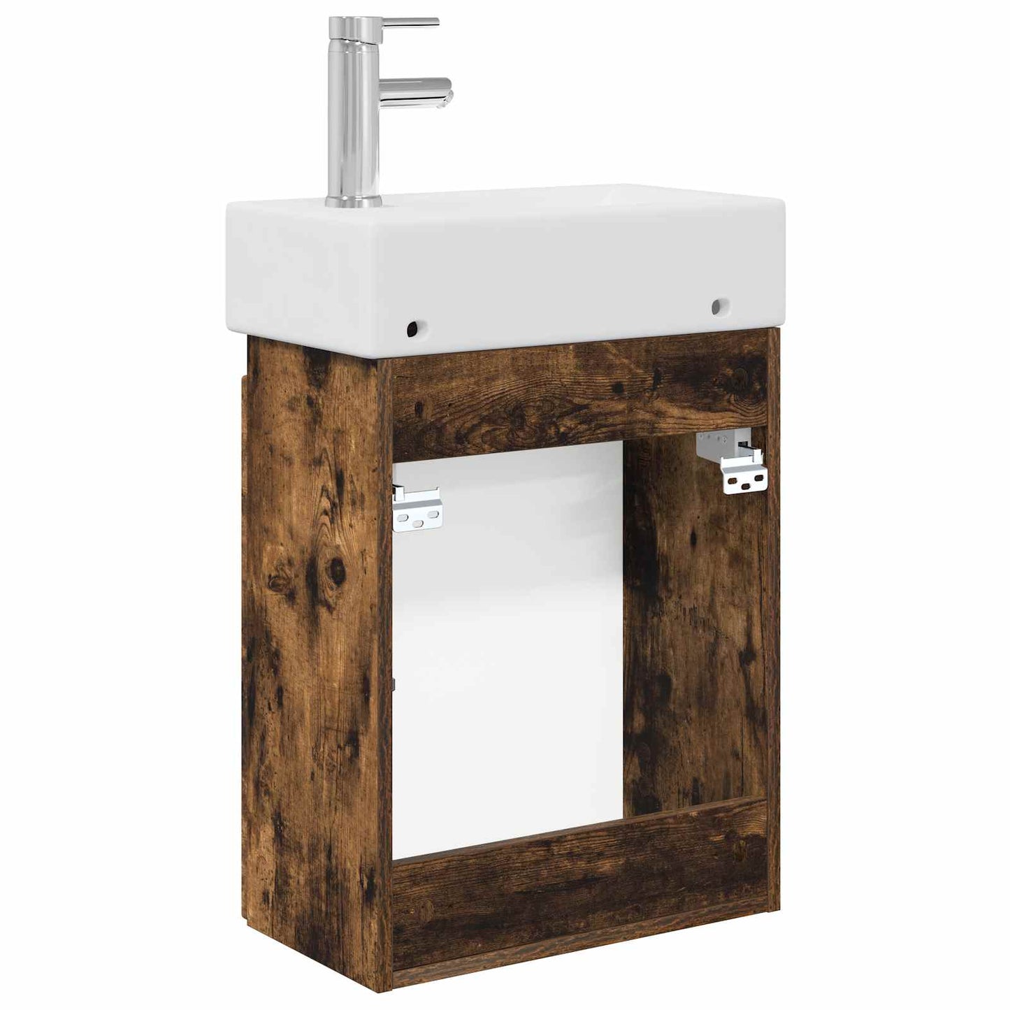 vidaXL Bathroom Vanity Unit with Tap Smoked Oak 45.5 x 22.5 x 84 cm