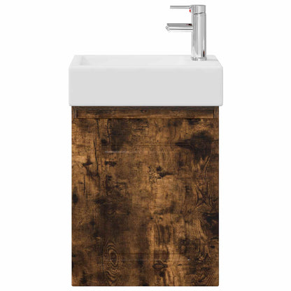 vidaXL Bathroom Vanity Unit with Tap Smoked Oak 45.5 x 22.5 x 84 cm