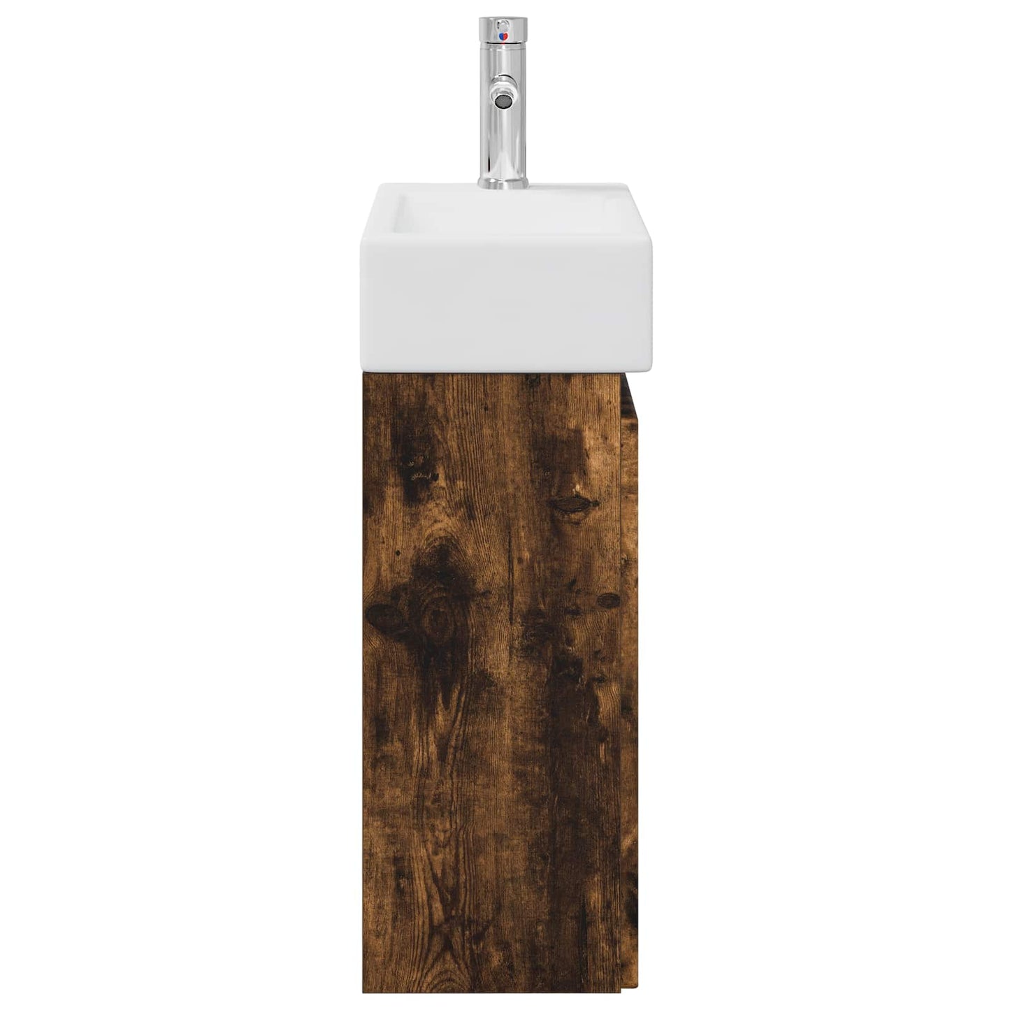 vidaXL Bathroom Vanity Unit with Tap Smoked Oak 45.5 x 22.5 x 84 cm