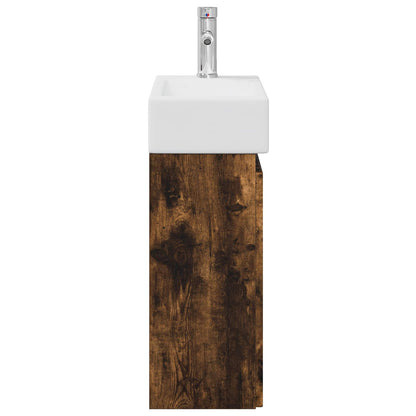 vidaXL Bathroom Vanity Unit with Tap Smoked Oak 45.5 x 22.5 x 84 cm