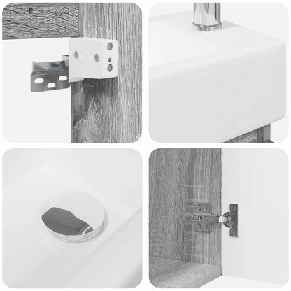 vidaXL Bathroom Vanity Unit with Tap Grey Sonoma 45.5 x 22.5 x 84 cm
