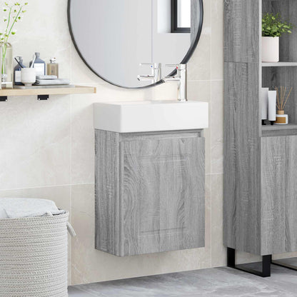 vidaXL Bathroom Vanity Unit with Tap Grey Sonoma 45.5 x 22.5 x 84 cm
