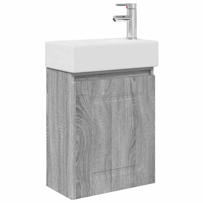 vidaXL Bathroom Vanity Unit with Tap Grey Sonoma 45.5 x 22.5 x 84 cm