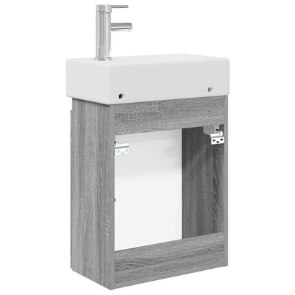 vidaXL Bathroom Vanity Unit with Tap Grey Sonoma 45.5 x 22.5 x 84 cm
