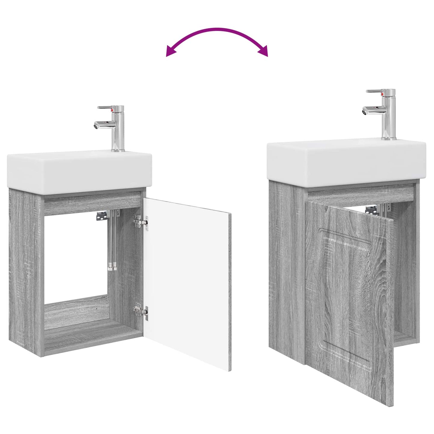 vidaXL Bathroom Vanity Unit with Tap Grey Sonoma 45.5 x 22.5 x 84 cm