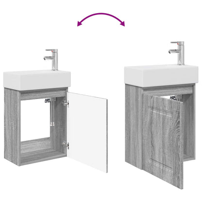 vidaXL Bathroom Vanity Unit with Tap Grey Sonoma 45.5 x 22.5 x 84 cm