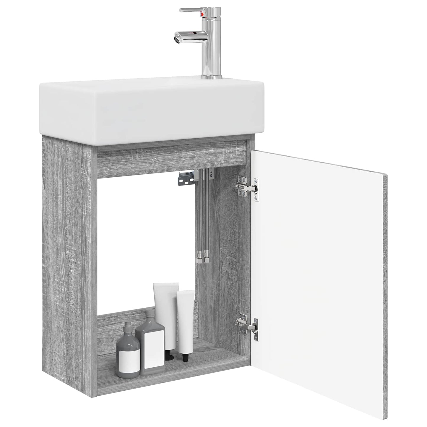vidaXL Bathroom Vanity Unit with Tap Grey Sonoma 45.5 x 22.5 x 84 cm