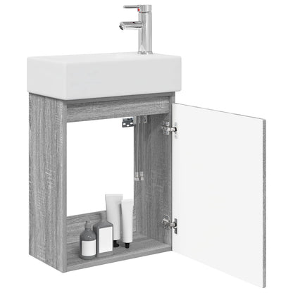 vidaXL Bathroom Vanity Unit with Tap Grey Sonoma 45.5 x 22.5 x 84 cm