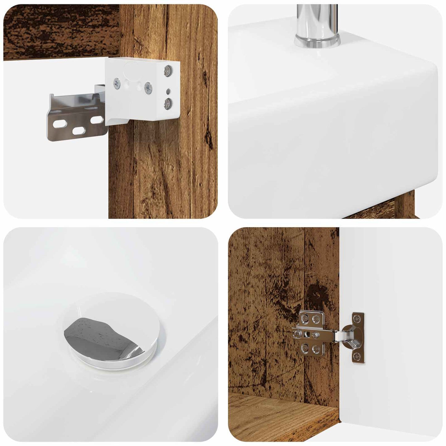 vidaXL Bathroom Vanity Unit with Tap Old Wood 45.5 x 22.5 x 84 cm