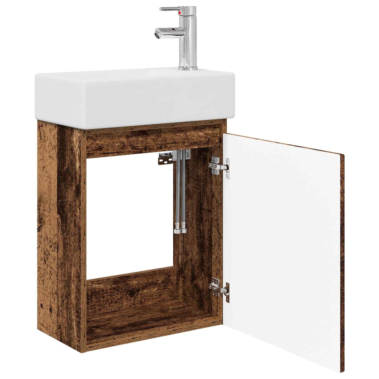 vidaXL Bathroom Vanity Unit with Tap Old Wood 45.5 x 22.5 x 84 cm