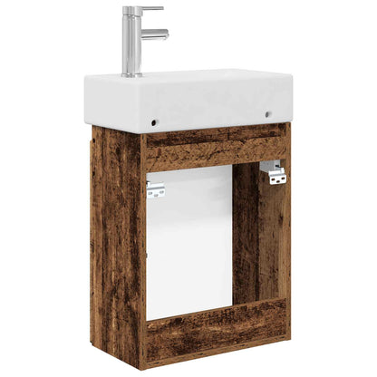 vidaXL Bathroom Vanity Unit with Tap Old Wood 45.5 x 22.5 x 84 cm