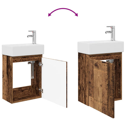 vidaXL Bathroom Vanity Unit with Tap Old Wood 45.5 x 22.5 x 84 cm