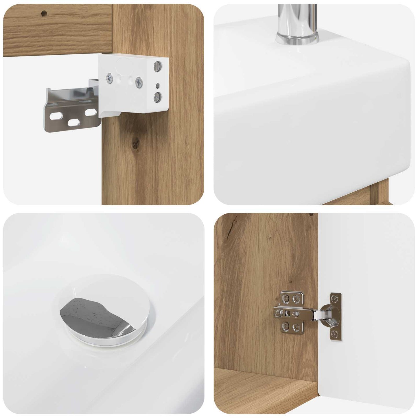vidaXL Bathroom Vanity Unit with Tap Artisan Oak 45.5 x 22.5 x 84 cm