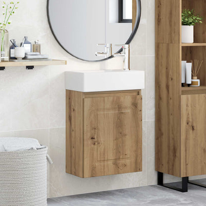 vidaXL Bathroom Vanity Unit with Tap Artisan Oak 45.5 x 22.5 x 84 cm