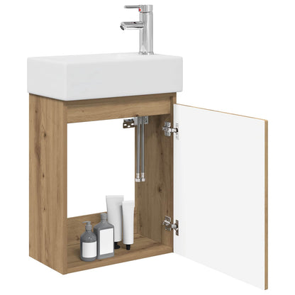 vidaXL Bathroom Vanity Unit with Tap Artisan Oak 45.5 x 22.5 x 84 cm