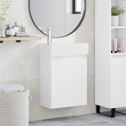 vidaXL Bathroom Vanity Unit with Tap White 45.5 x 25.5 x 84 cm